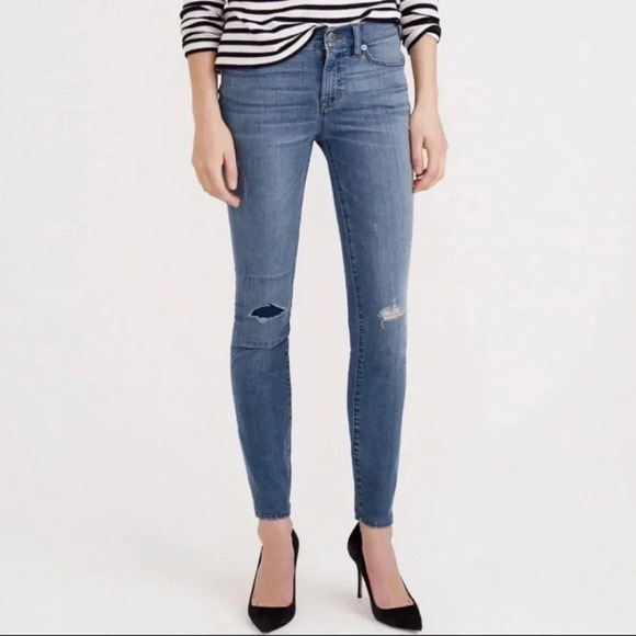 J Crew Toothpick Cone Distressed Skinny Jeans 27- T - Picture 2 of 6